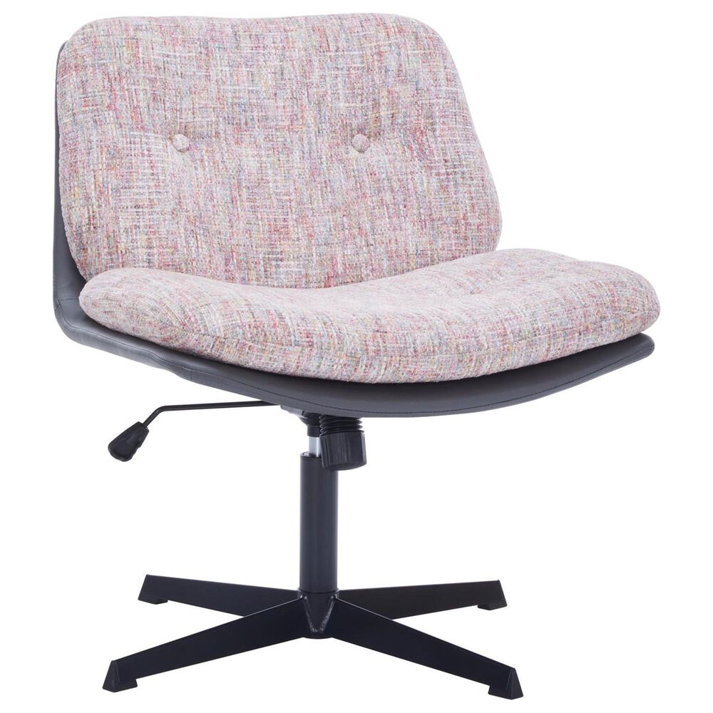 Impressions Vanity Alicia Vanity Chair with Pink Tweed Cushion in Black, , large