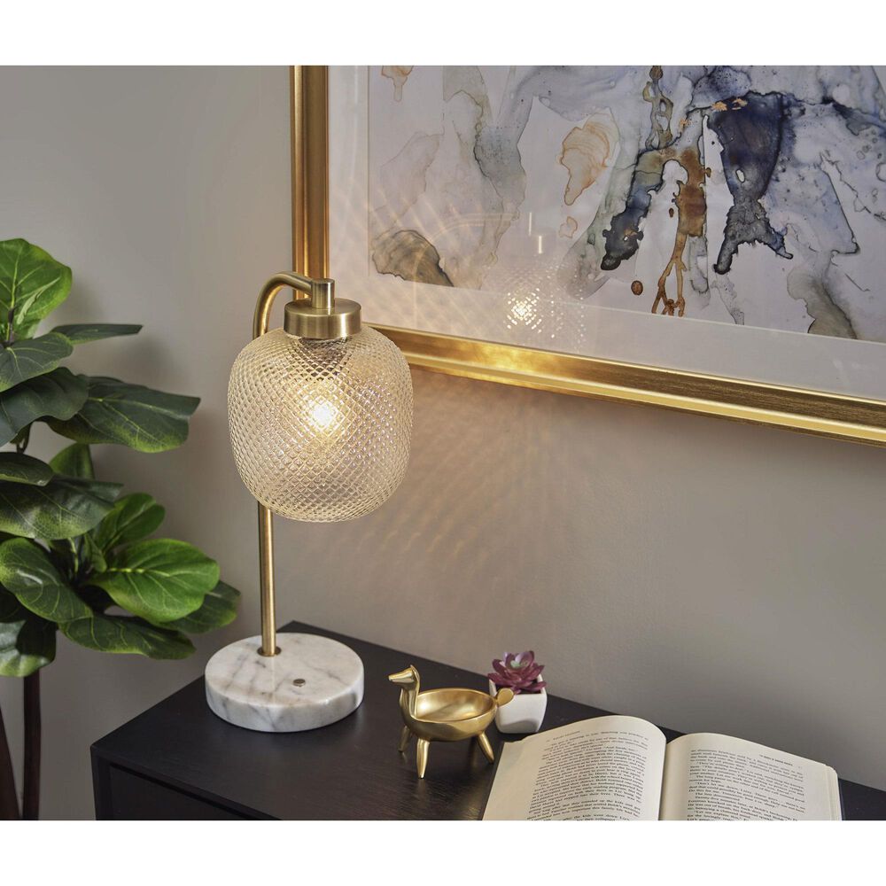 37B Natasha Table Lamp in Antique Brass and White, , large