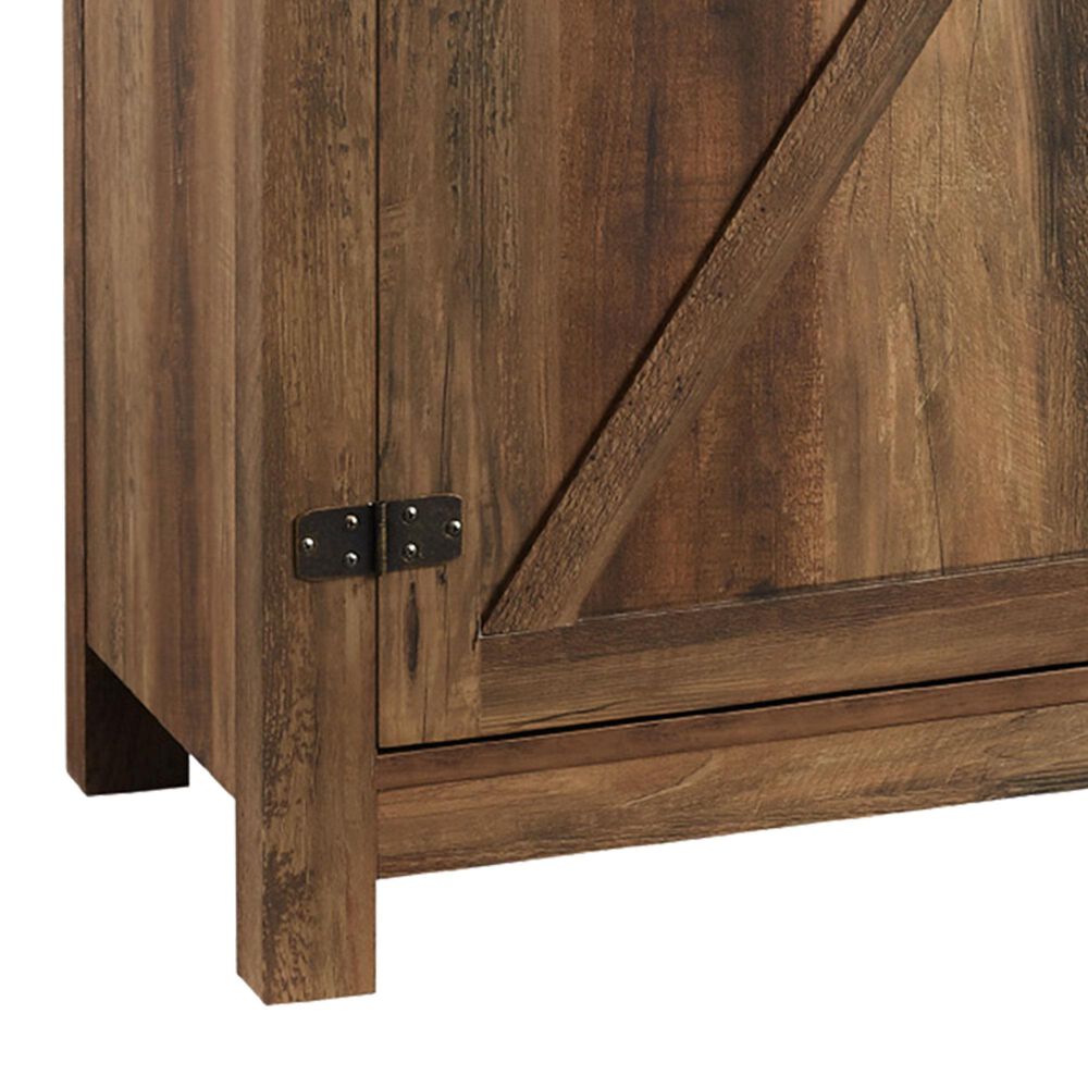 Walker Edison 58&quot; Barn Door Fireplace Console in Rustic Oak, , large