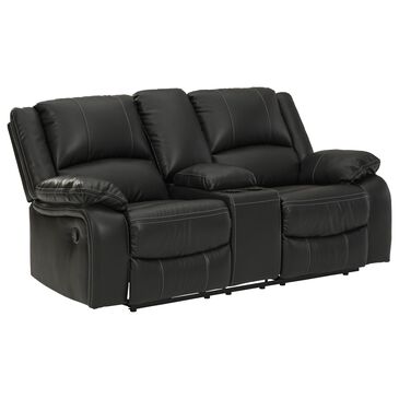 Signature Design by Ashley Calderwell Manual Double Reclining Loveseat with Console in Black, , large