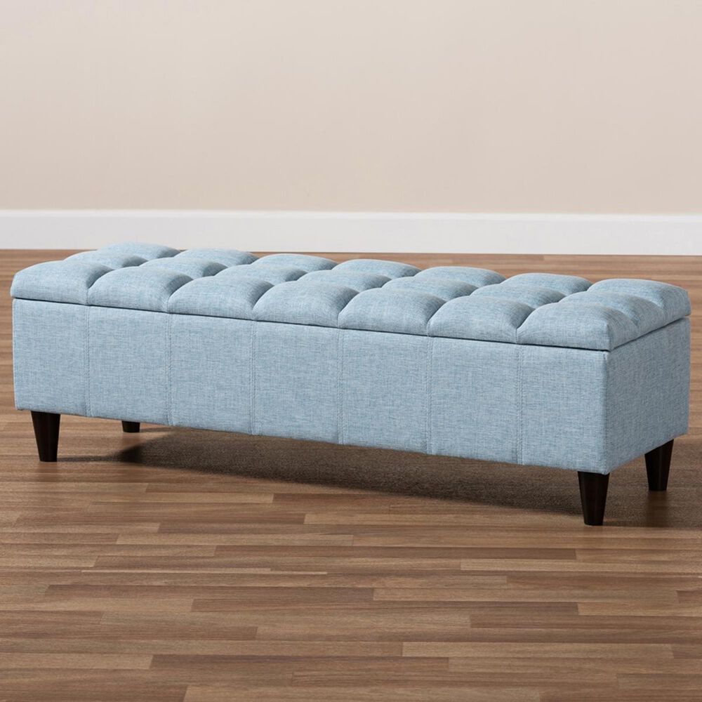 Baxton Studio Brette Storage Bench Ottoman in Blue, , large