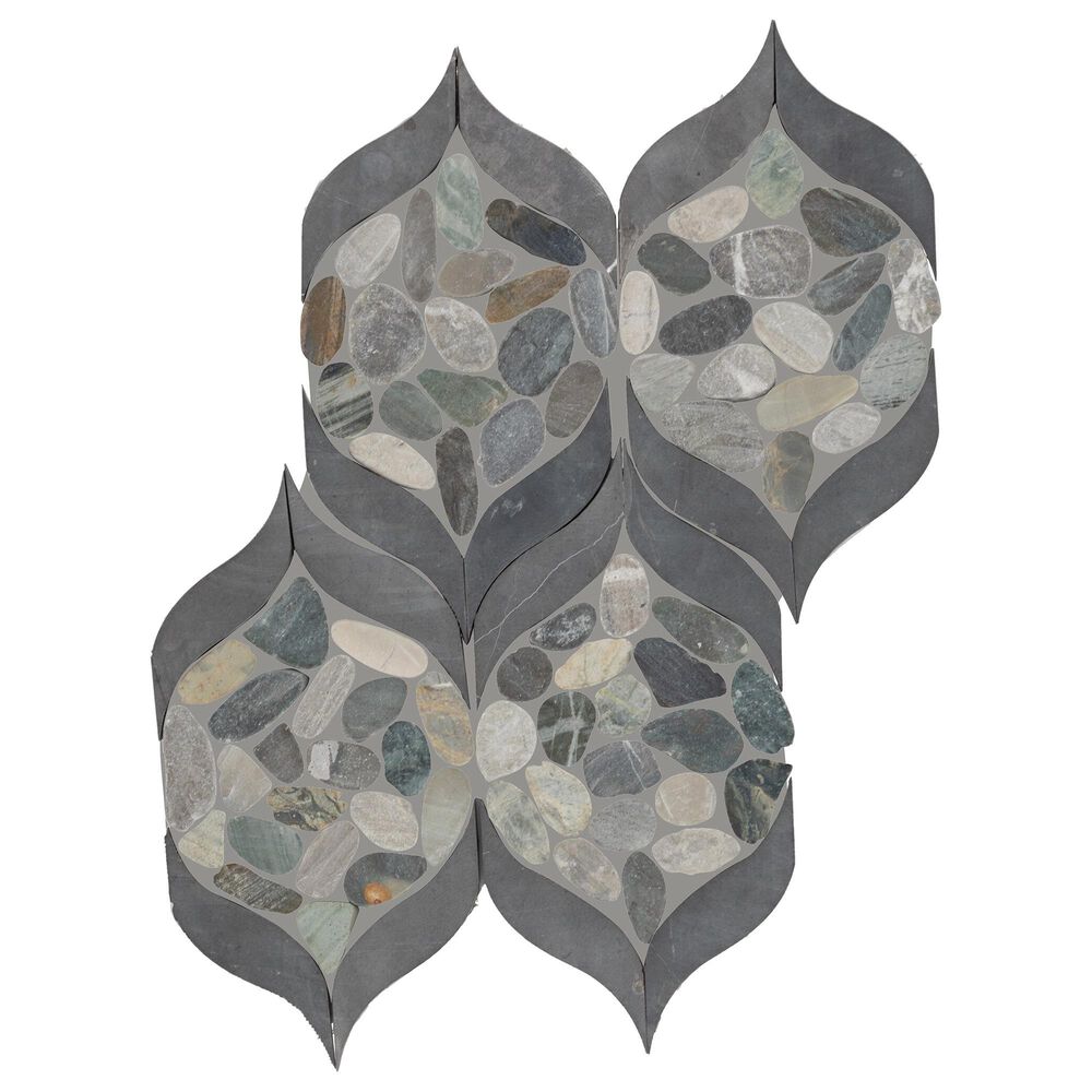 Dal-Tile Pebble Oasis Coastal 15" x 12" Petal Natural Stone Mosaic Sheet, , large