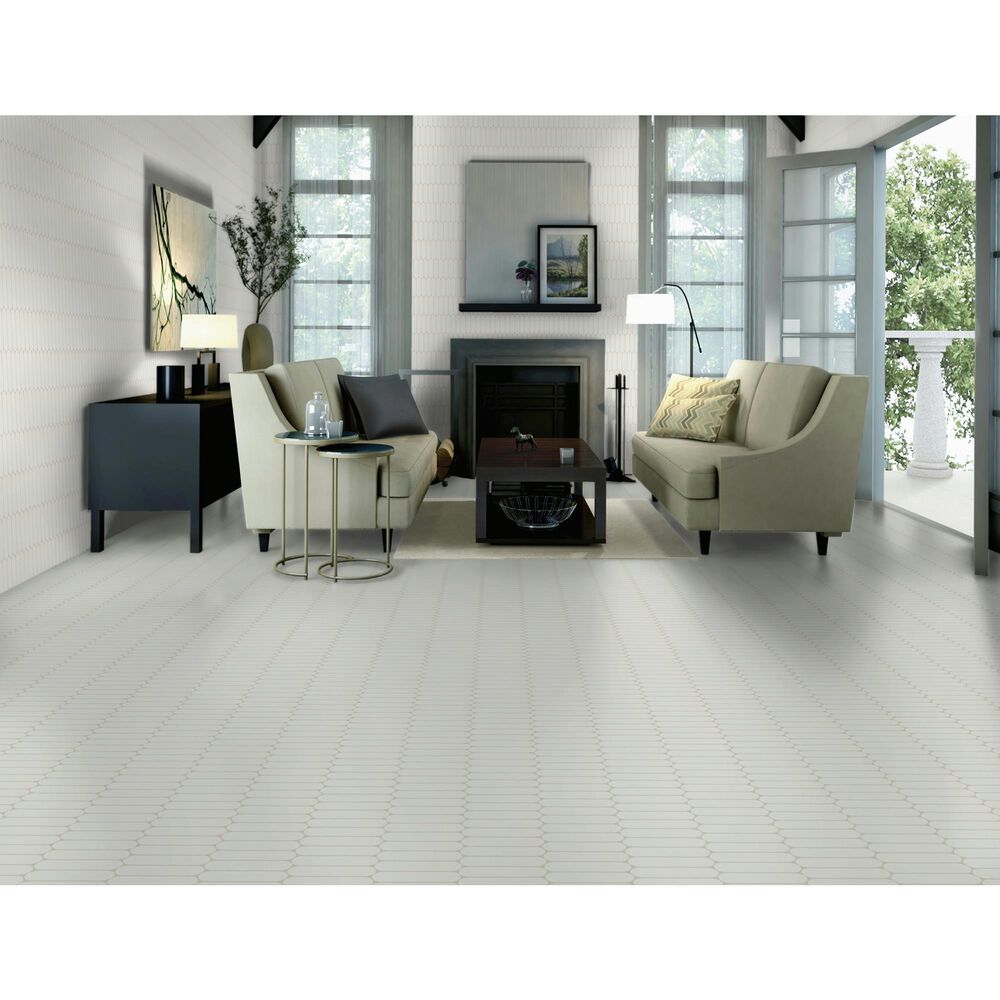 Dal-Tile Artefino Element White 1.5" x 6" Capsule on 12" x 13" Porcelain Mosaic Sheet, , large