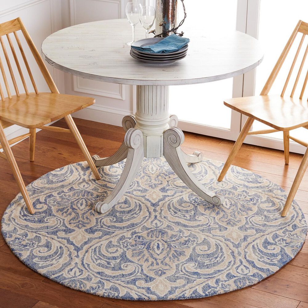 Safavieh Micro-Loop MLP532M 5&#39; Round Blue and Ivory Area Rug, , large