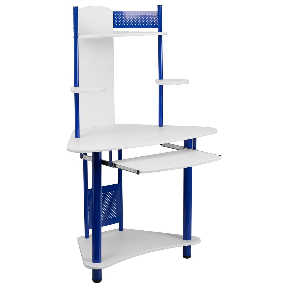 Flash Furniture Corner Desk with Hutch in Blue, , large