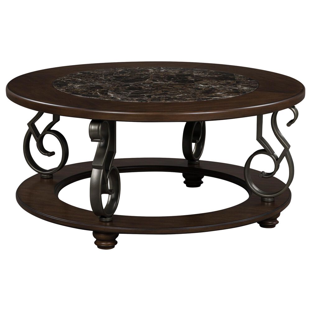 Ashley Frallyn Cocktail Table in Dark Brown and Dark Pewter, , large