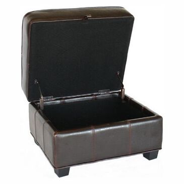 Baxton Studio Agustus Leather Storage Ottoman in Brown, , large