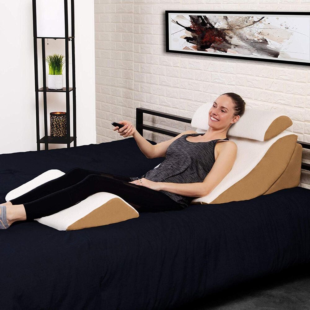 Jaxx Avana Kind Bed Orthopedic Support Pillow Comfort System in Cloud/Camel, , large