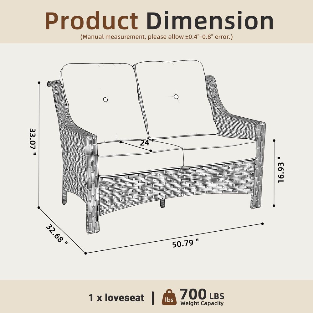 HOMLUX Outdoor Rattan Loveseat with Ergonomic in Coarse Textured Orange, , large