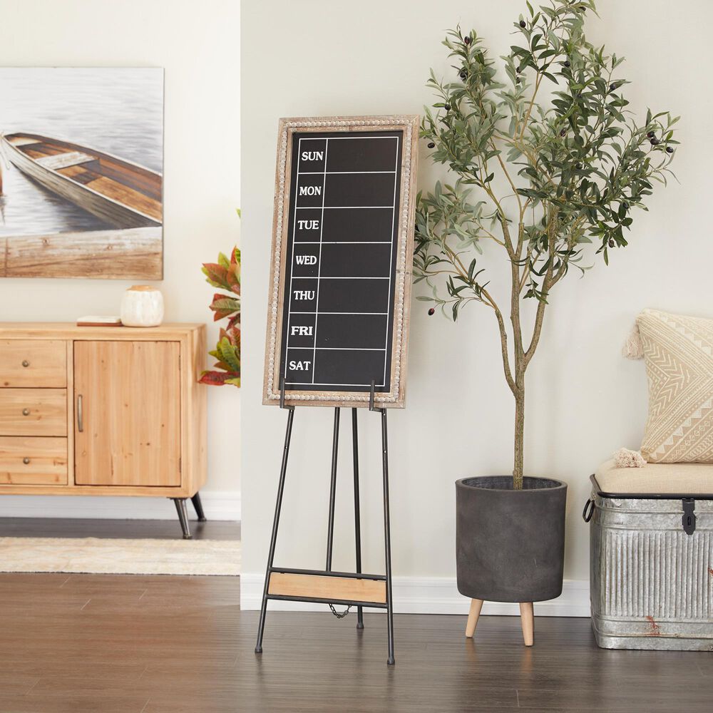 Maple and Jade 52&quot; Adjustable 3-Tier Display Easel in Matte Black and Brown, , large