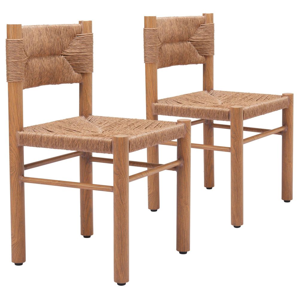 Zuo Modern Iska Outdoor Dining Chair in Natural (Set of 2), , large