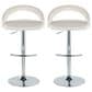 LumiSource Grotto Swivel Adjustable Bar Stool with White Velvet Upholstery in Chrome (Set of 2), , large