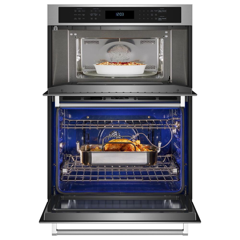 KitchenAid 2-Piece Kitchen Package with 30&quot; Built-In Combination Microwave Wall Oven and Electric Cooktop in Stainless Steel, , large