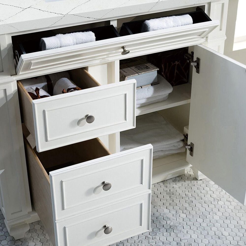 James Martin Vanities Bristol 36&quot; Single Bathroom Vanity in Bright White with 3 cm Ethereal Noctis Quartz Top and Rectangular Sink, , large