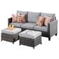 HOMLUX 3-Piece 77" Patio Sofa and Ottoman Set in Grey, , large