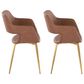 LumiSource Margarite Arm Chair with Brown Faux Leather Cushion in Gold Metal  (Set of 2), , large