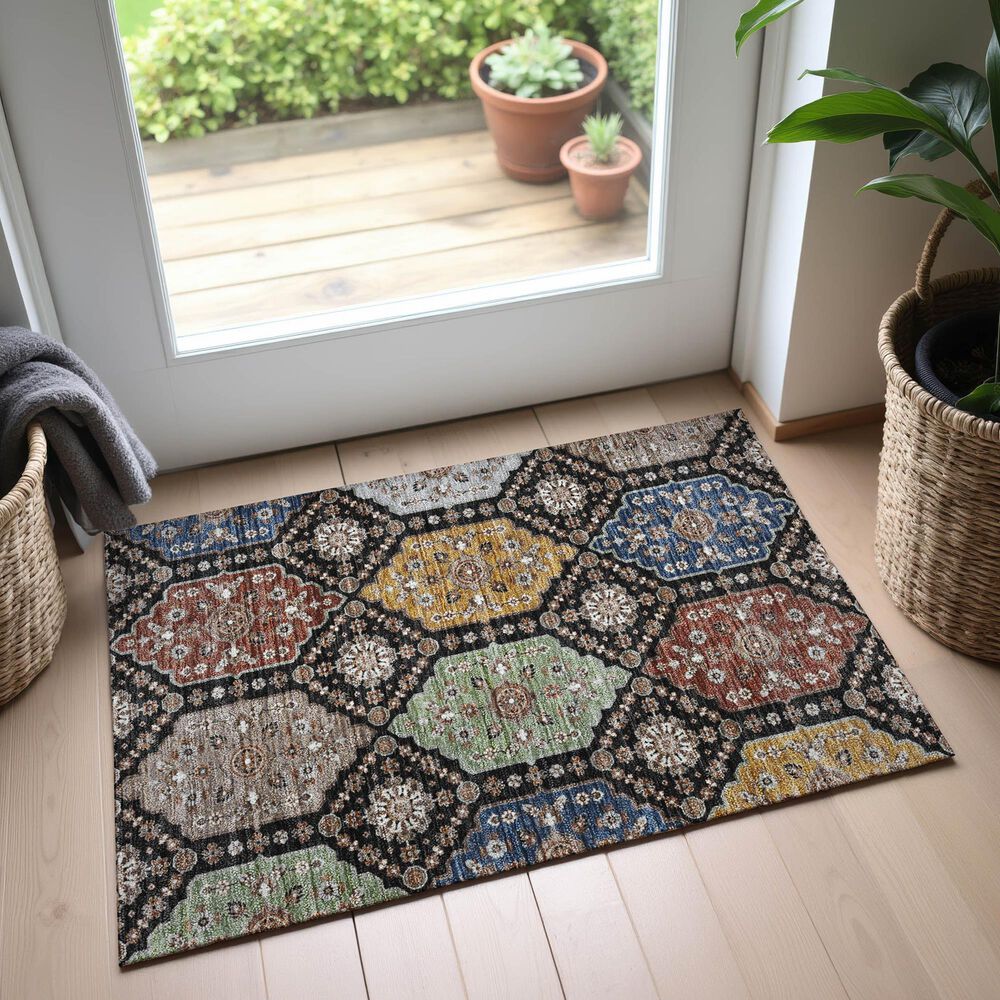 Dalyn Rug Company Silk Road Black, Ivory, Paprika, Sage, Gold and Gray 2&#39;6&quot; x 3&#39;10&quot; Area Rug, , large