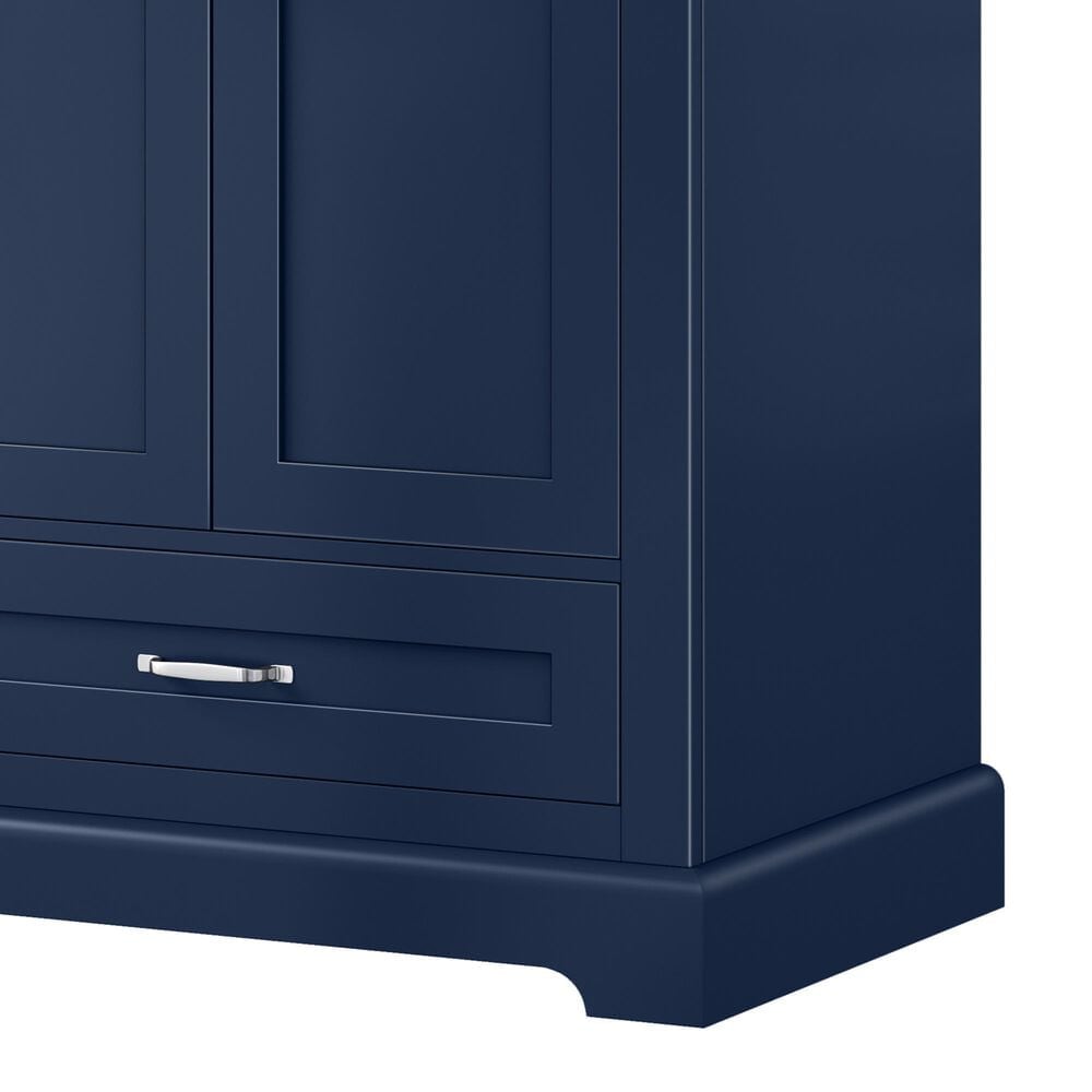 Lexora Home Dukes 72&quot; Double Bathroom Vanity in Navy Blue with 2 cm White Cultured Marble Top and Rectangular Sinks, , large
