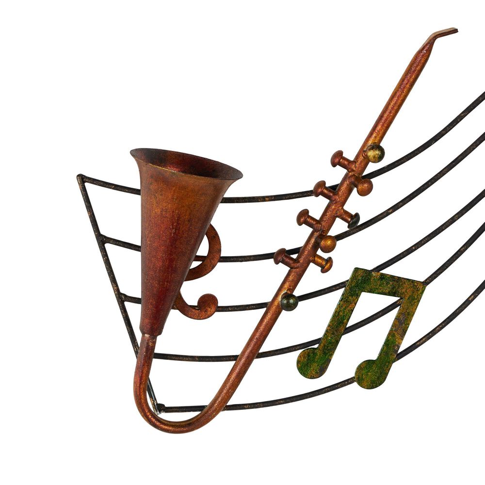 Maple and Jade 22&quot; x 34&quot; Musical Notes Wall Decor in Weathered Brown, Distressed Bronze, Green and Gold, , large