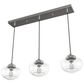 Hunter Saddle Creek 3-Light Linear Pendant Cluster with Clear Seeded Shade in Brushed Nickel, , large