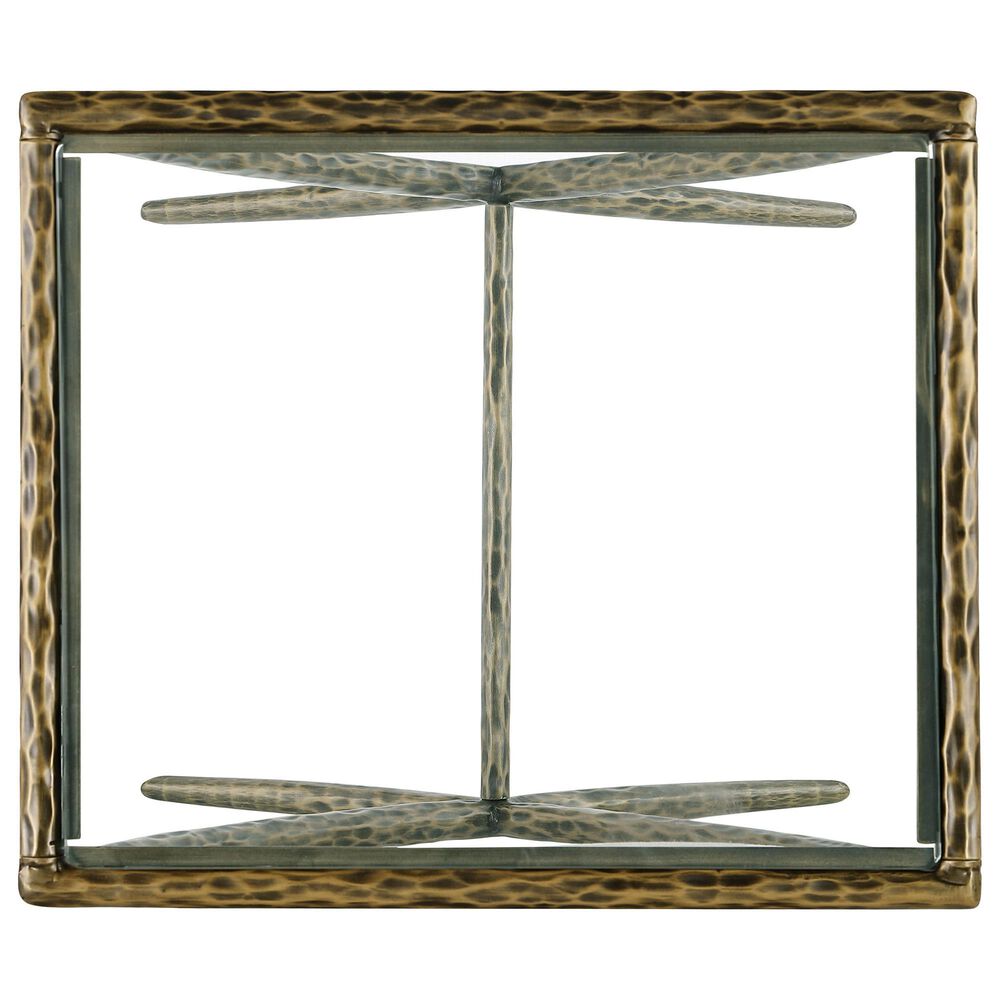 Furniture of America Lalia Side Table with Tempered Glass Top and X-Base in Matte Gold, , large