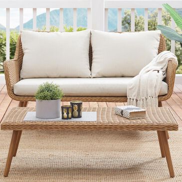 Crosley Furniture Landon 2-Piece Outdoor Loveseat and Table  in Light Brown, , large
