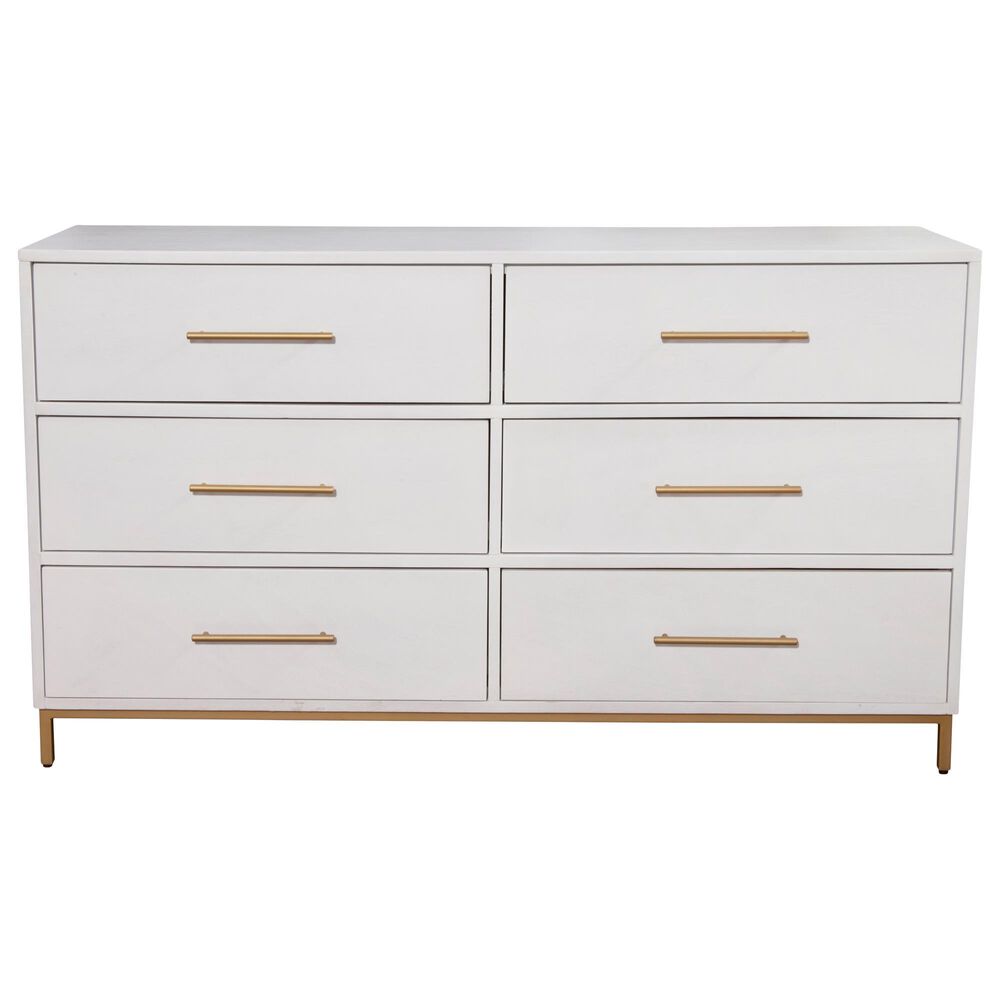 Alpine Furniture Madelyn 6Drawer Dresser in White Nebraska Furniture