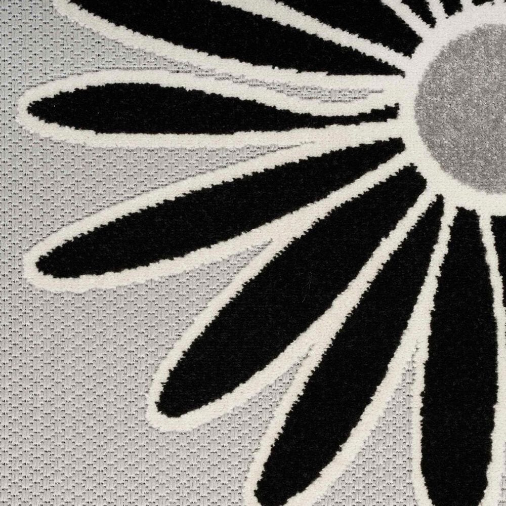 Nourison Aloha ALH33 2&#39;3&quot; x 8&#39; Black and White Indoor/Outdoor Runner, , large