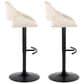 LumiSource Fabrico Swivel Adjustable Bar Stool with Cream Faux Leather Upholstery and Rounded T Footrest in Black (Set of 2), , large