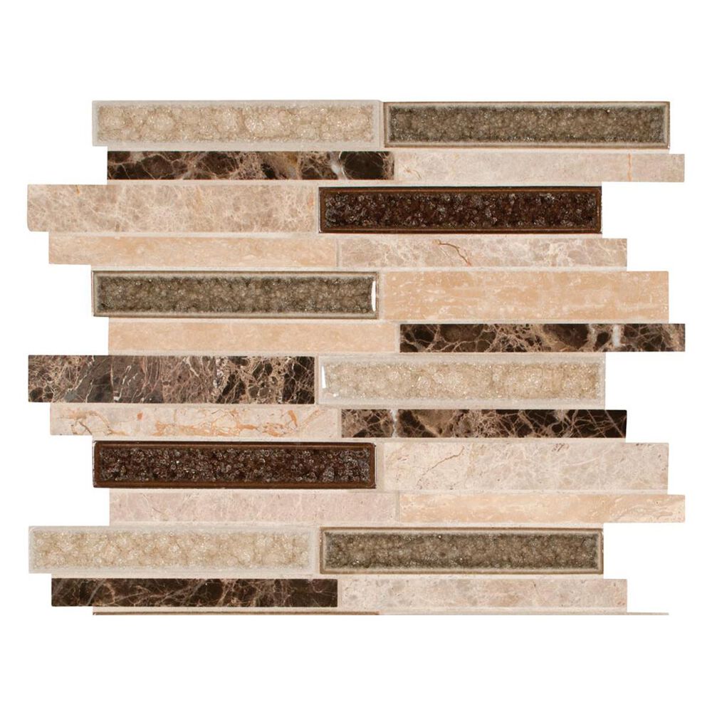 MS International Stonegate 12" x 12" Interlocking Glass and Stone Mosaic Sheet, , large