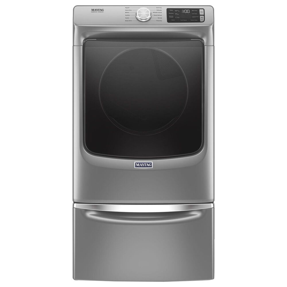 Maytag 4.8 Cu. Ft. Front Load Washer and 7.3 Cu. Ft. Gas Dryer Laundry Pair with Pedestal in Metallic Slate, , large