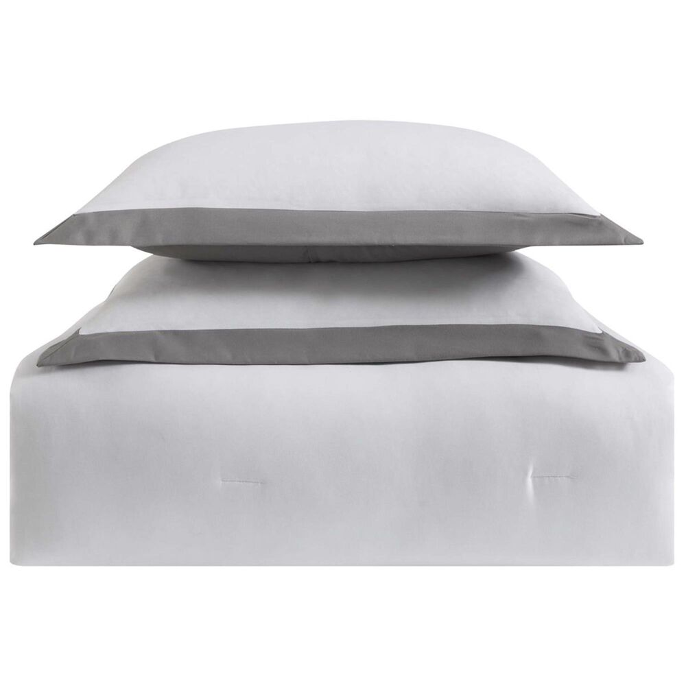 Pem America Truly Soft Everyday 7-Piece Full/Queen Hotel Border Comforter Set in White and Grey, , large
