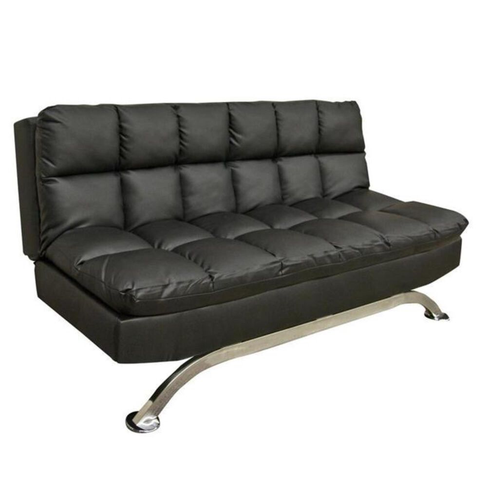 Condor Manufacturing Convertible Sofa in Black Faux Leather, , large