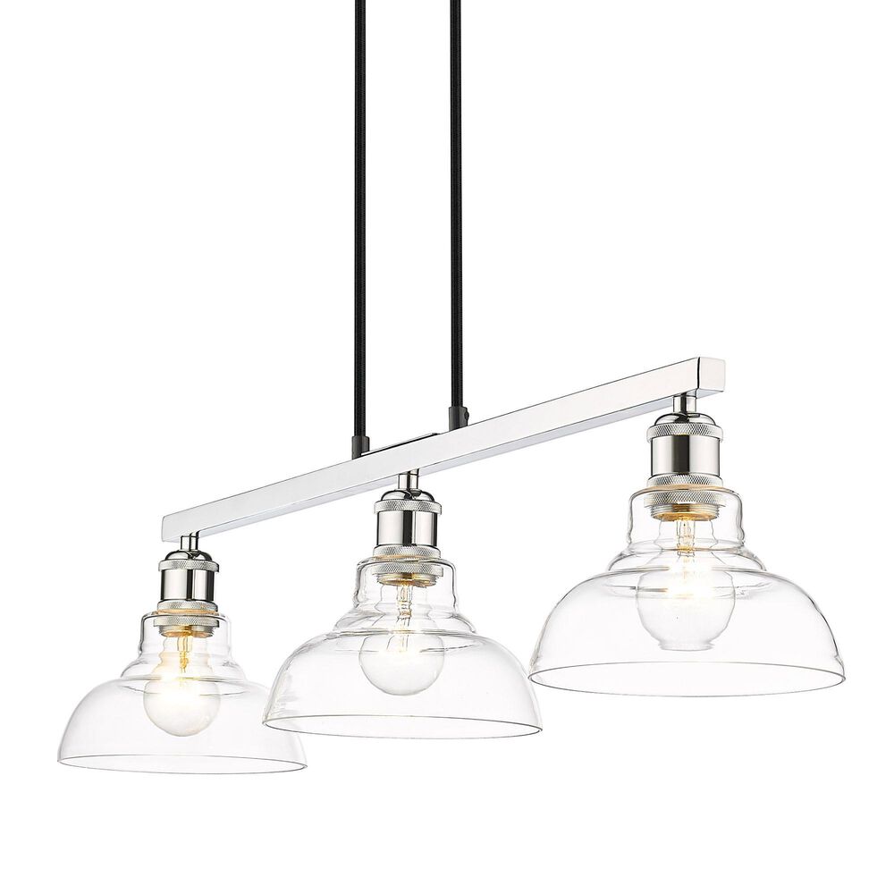 Golden Lighting Carver 3-Light Linear Pendant in Chrome, , large