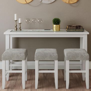 Waltham Urban Icon Sofa Console with 3 Stools in Polished White, , large