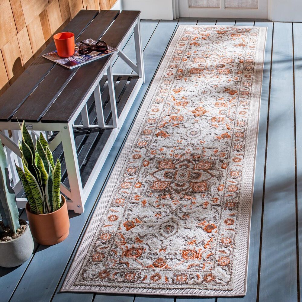 Safavieh Cabana CBN680B 2&#39;2&quot; x 11&#39; Beige and Orange Indoor/Outdoor Performance Runner, , large