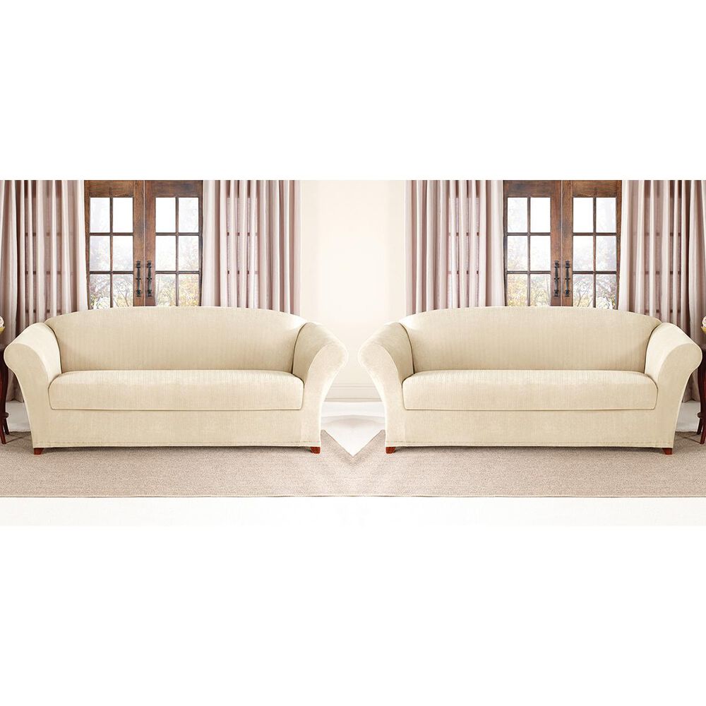 Surefit 2-Piece Box Cushion Sofa Slipcover in Cream, , large