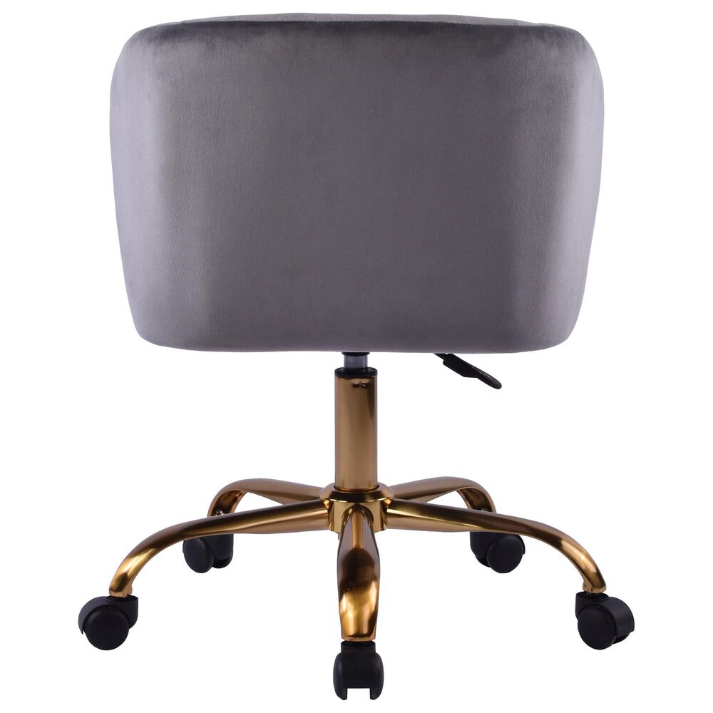 Impressions Vanity Rylee Swivel Vanity Chair with Dark Grey Cushion in Antique Gold, , large