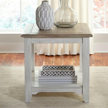 Belle Furnishings Summerhill End Table in Soft White Wash with Gray Top, , large