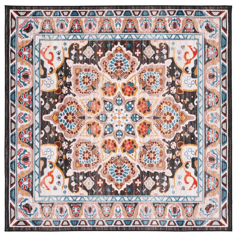 Safavieh Riviera 6"7" Square Beige and Charcoal Area Rug, , large