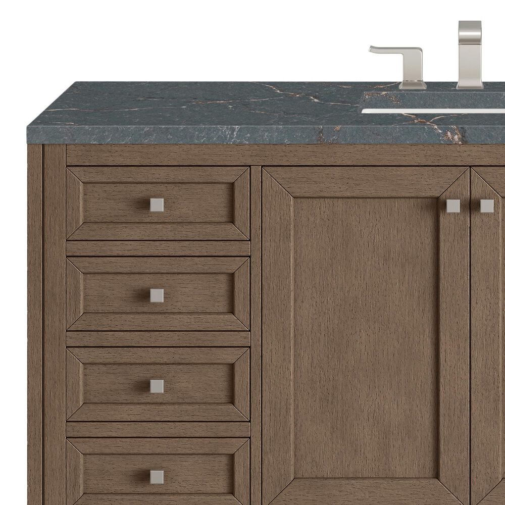 James Martin Vanities Chicago 60&quot; Single Bathroom Vanity in Whitewashed Walnut with 3 cm Parisien Bleu Quartz Top and Rectangular Sink, , large