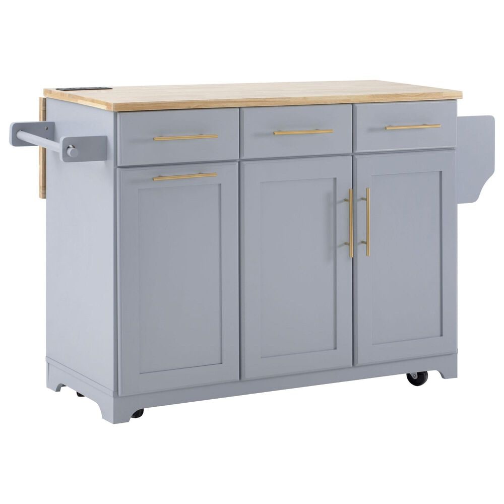 HOMLUX 59" Kitchen Island with 2 Pull Out Cabinet Organizers in Grey, , large
