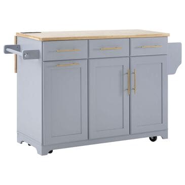 HOMLUX 59" Kitchen Island with 2 Pull Out Cabinet Organizers in Grey, , large