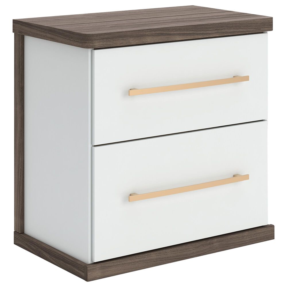 Ashley Kendanport 2-Drawer Nightstand in Dark Brown and Matte White, , large