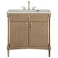 James Martin Kinnsden 36" Single Bathroom Vanity in Weathered Oak with 3 cm Siberian Silestone Top and Rectangular Sink, , large