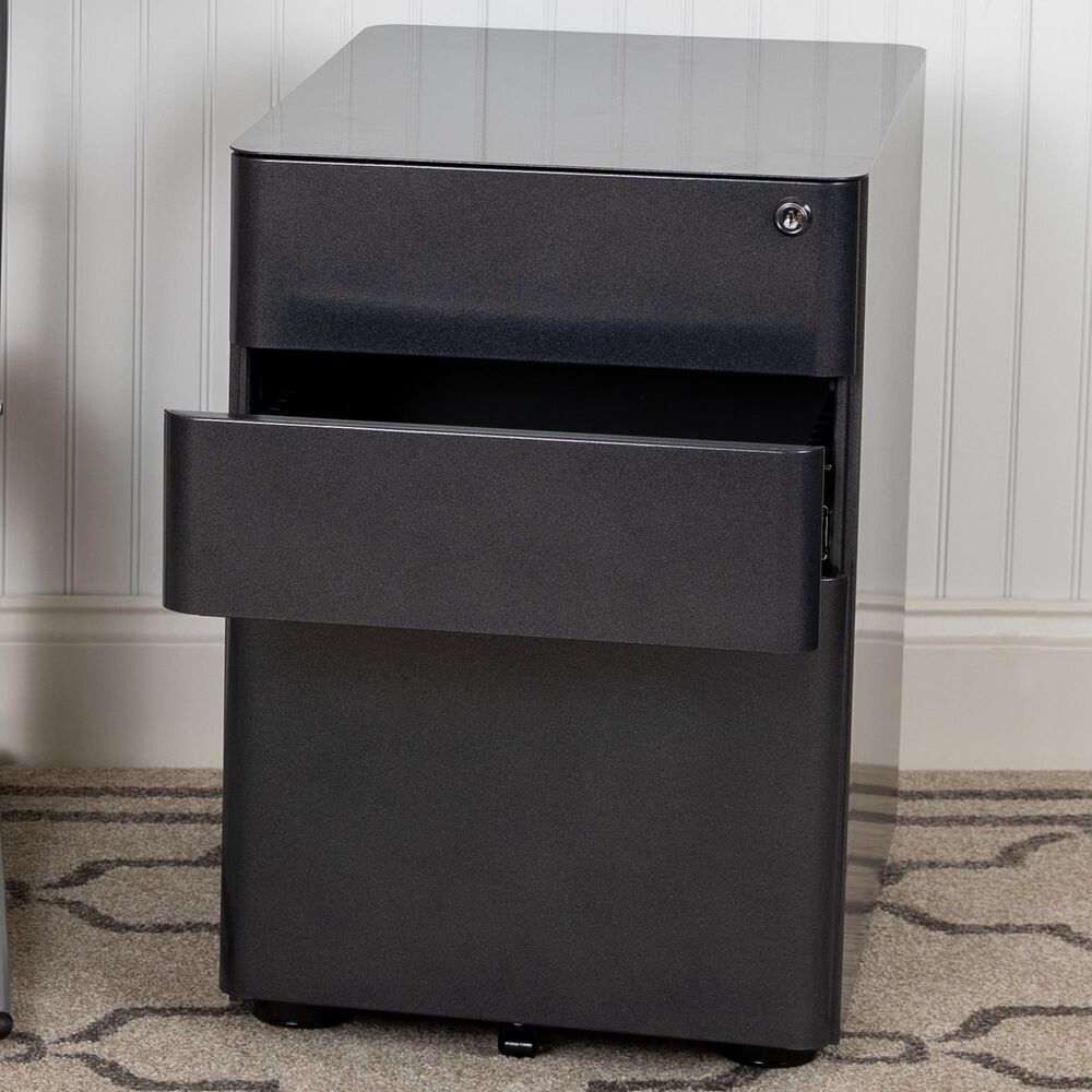 Flash Furniture 3-Drawer Mobile File in Black, , large