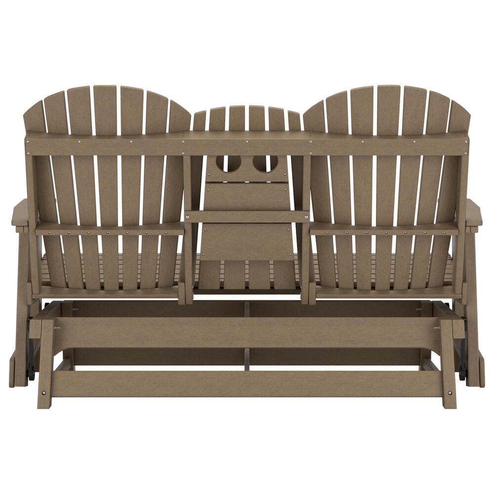 Ashley Hyland Wave Patio Glider Loveseat in Driftwood, , large