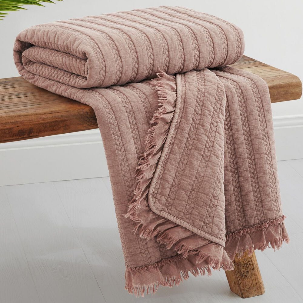 Levtex Wilhemina 50" x 60" Quilted Throw in Dusty Rose, , large