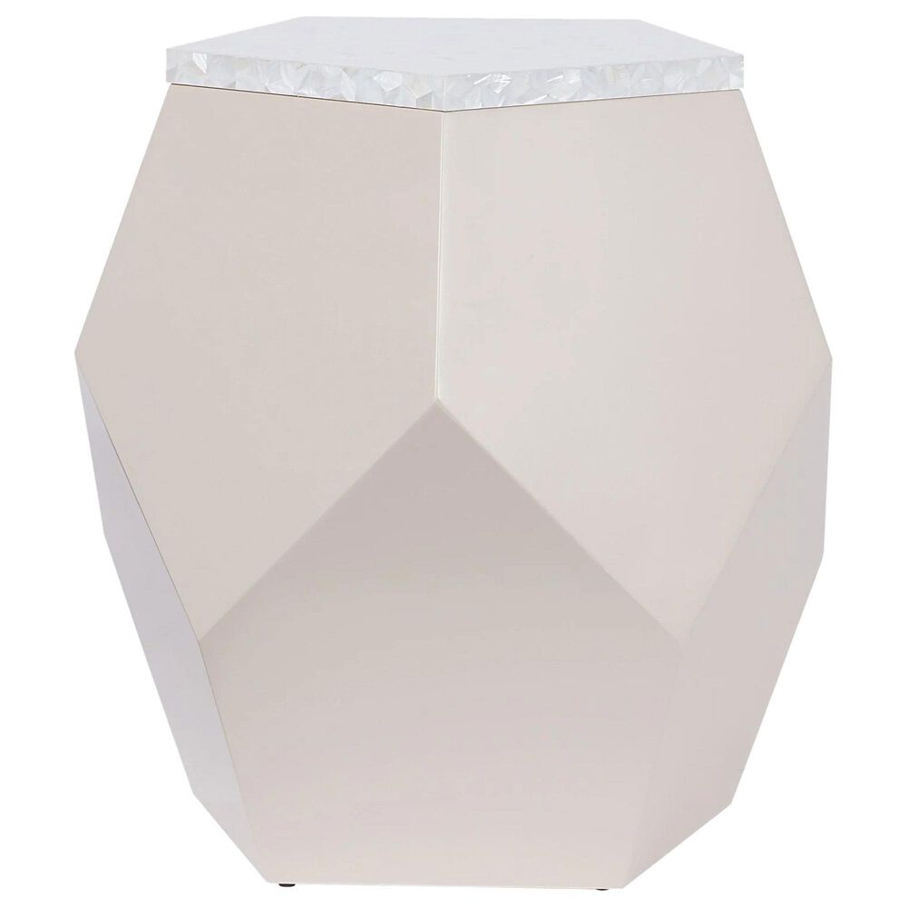 Furniture Worldwide Love Joy Bliss Geo End Table in Taupe and Pearl, , large