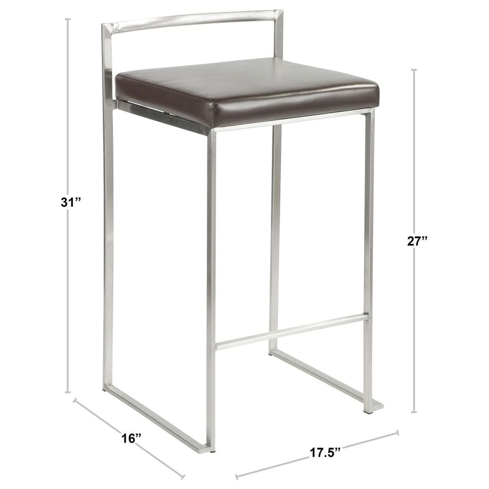 Lumisource Fuji Stackable Counter Stool with Black Velvet Cushion in Black &#40;Set of 2&#41;, , large